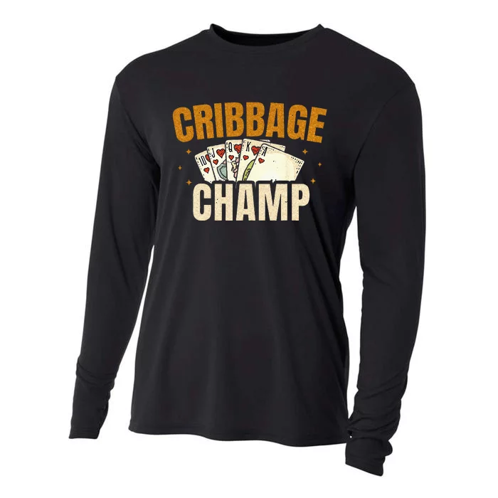 Cribbage Champ Card Game Players Cooling Performance Long Sleeve Crew