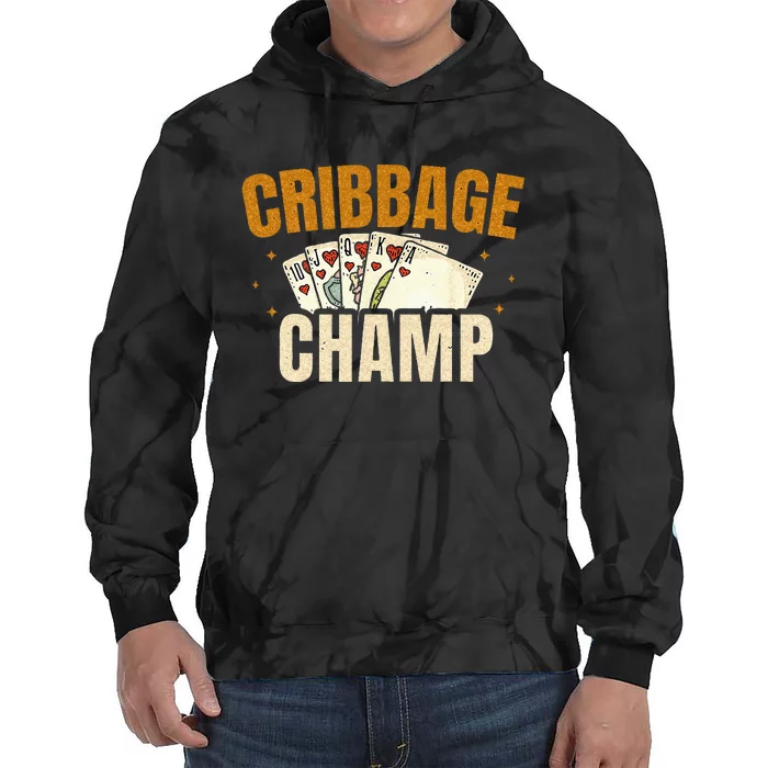 Cribbage Champ Card Game Players Tie Dye Hoodie