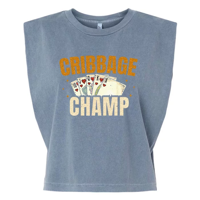 Cribbage Champ Card Game Players Garment-Dyed Women's Muscle Tee