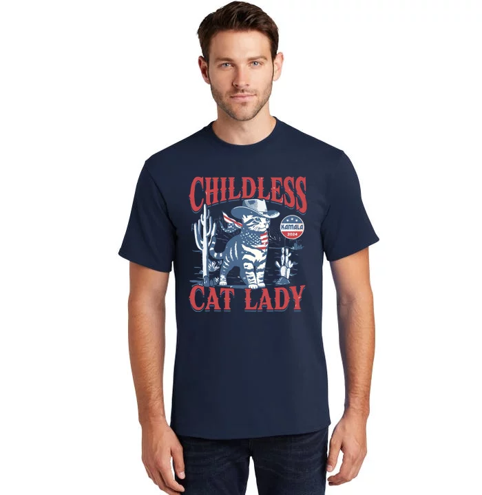 Cowboy Cat Childless Cat Lady For Kamala Election Voting Tall T-Shirt