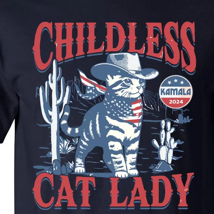 Cowboy Cat Childless Cat Lady For Kamala Election Voting Tall T-Shirt