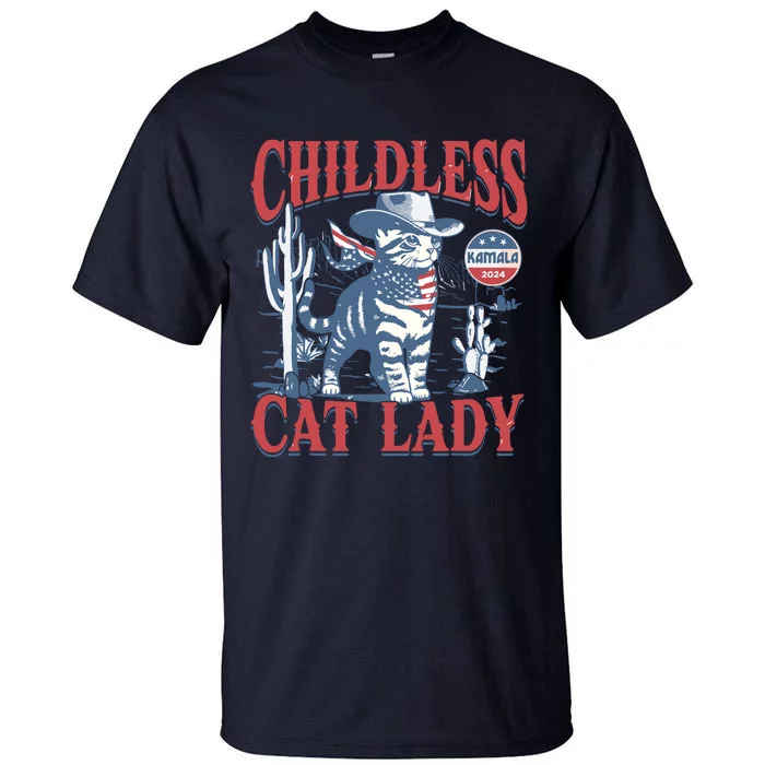 Cowboy Cat Childless Cat Lady For Kamala Election Voting Tall T-Shirt