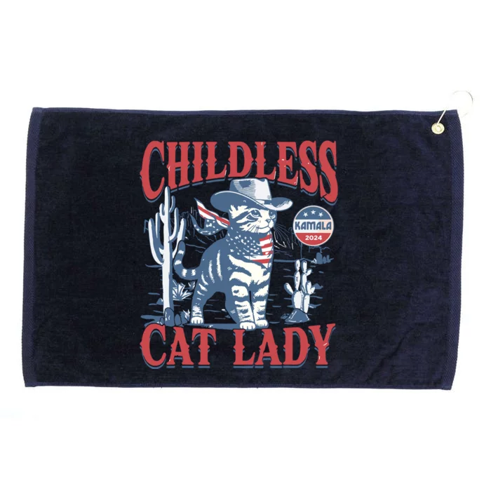 Cowboy Cat Childless Cat Lady For Kamala Election Voting Grommeted Golf Towel