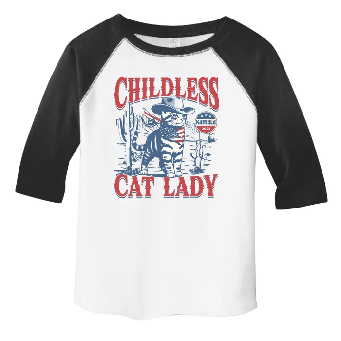 Cowboy Cat Childless Cat Lady For Kamala Election Voting Toddler Fine Jersey T-Shirt