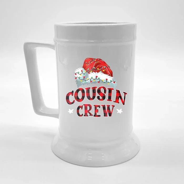 Christmas Cousin Crew Buffalo Red Plaid Pajamas Family Xmas Gift Front & Back Beer Stein