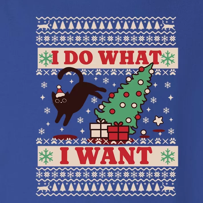 Cute Cat Christmas Funny I Do What I Want Ugly Sweater Cute Gift Toddler Long Sleeve Shirt