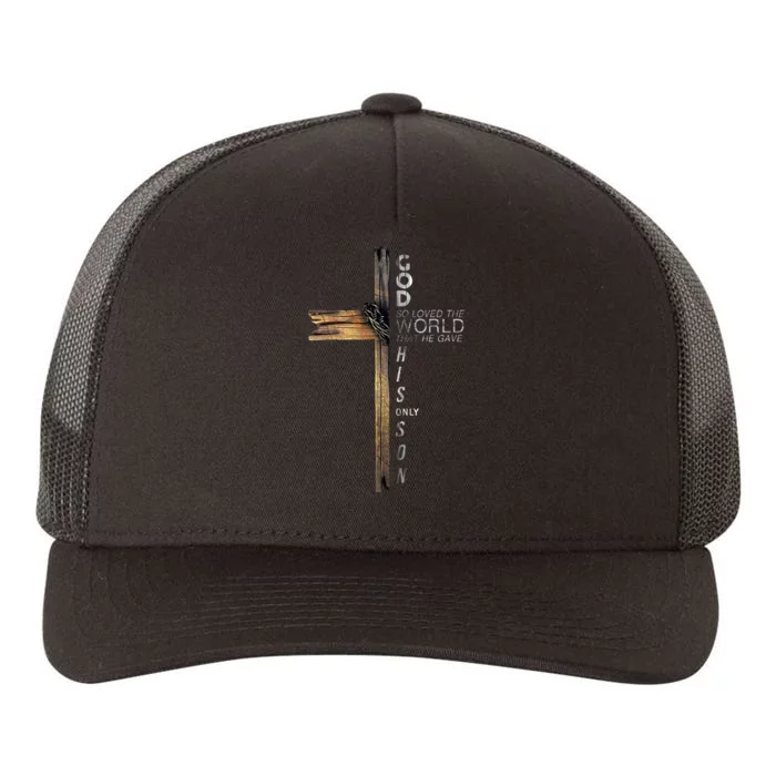 Christ Cross Christian 9 John 316 Yupoong Adult 5-Panel Trucker Hat