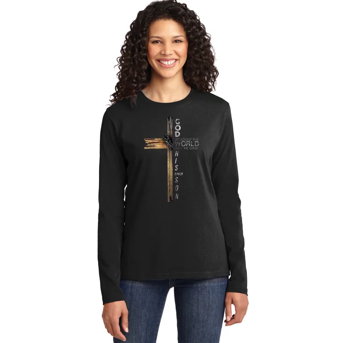 Christ Cross Christian 9 John 316 Ladies Long Sleeve Shirt