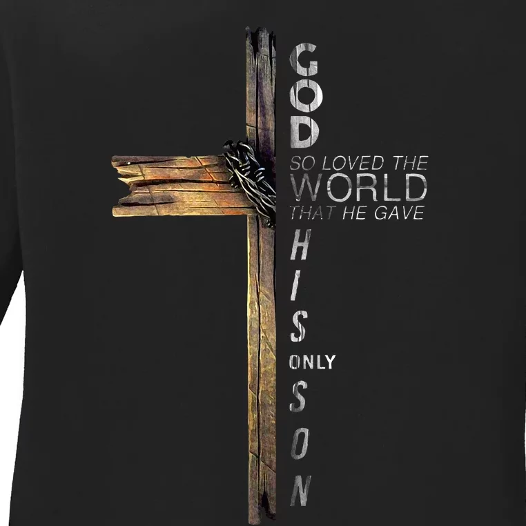 Christ Cross Christian 9 John 316 Ladies Long Sleeve Shirt