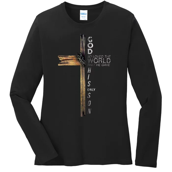 Christ Cross Christian 9 John 316 Ladies Long Sleeve Shirt