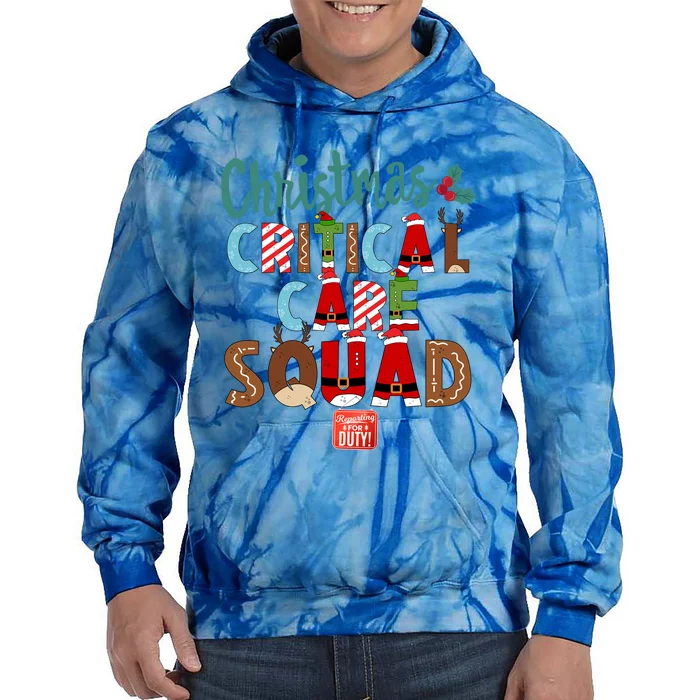 Christmas Critical Care Squad Nurse Tech And Aide Assistant Er Gift Tie Dye Hoodie