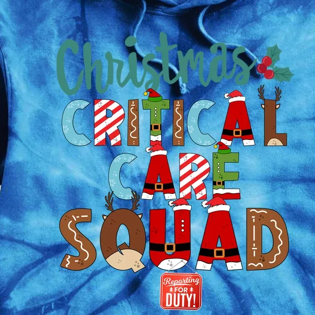 Christmas Critical Care Squad Nurse Tech And Aide Assistant Er Gift Tie Dye Hoodie