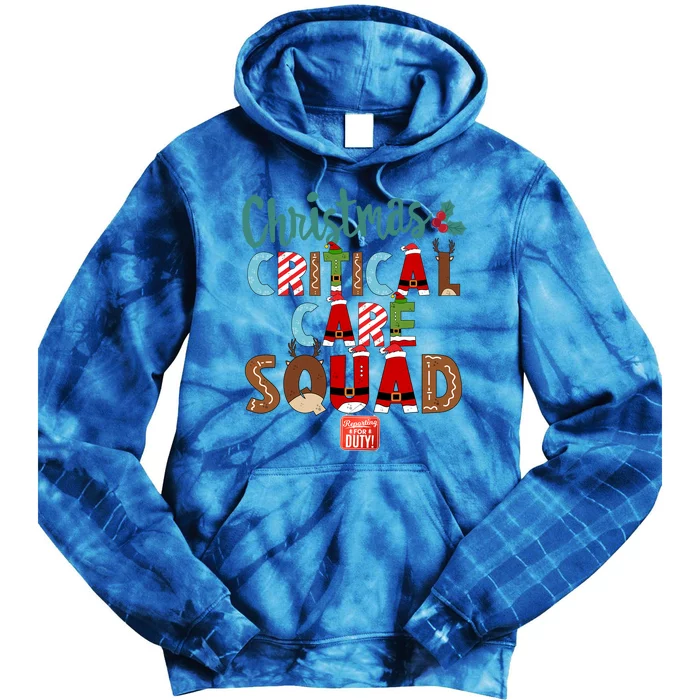 Christmas Critical Care Squad Nurse Tech And Aide Assistant Er Gift Tie Dye Hoodie