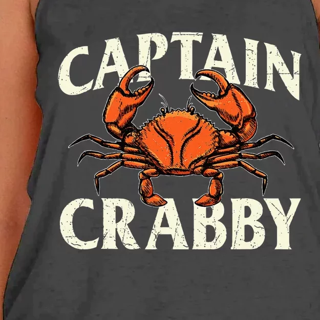 Captain Crabby Crustacean Crabber Crabbing Seafood Lover Women's Knotted Racerback Tank