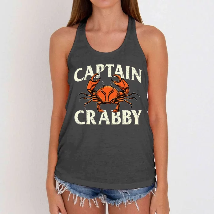 Captain Crabby Crustacean Crabber Crabbing Seafood Lover Women's Knotted Racerback Tank