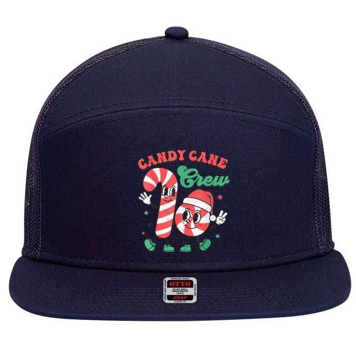 Candy Cane Crew Christmas 7 Panel Mesh Trucker Snapback Hat