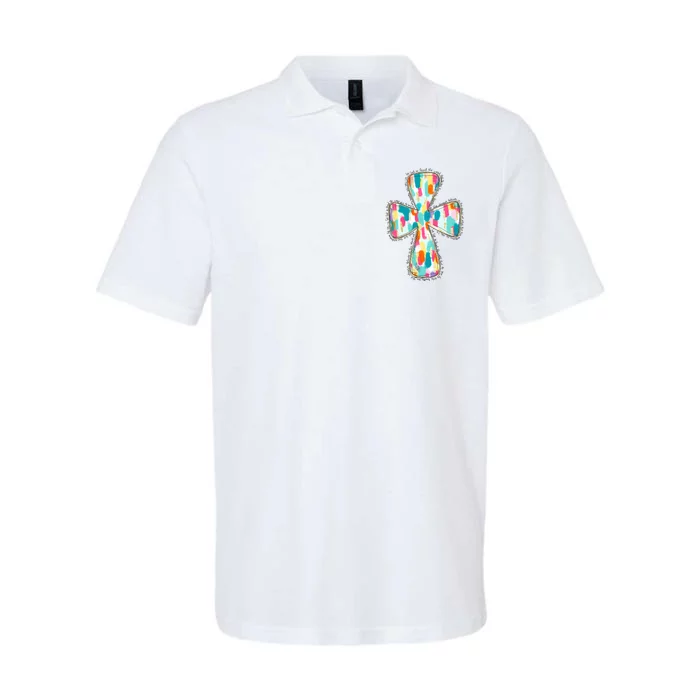 Christian Colorful Cross Easter Day Softstyle Adult Sport Polo