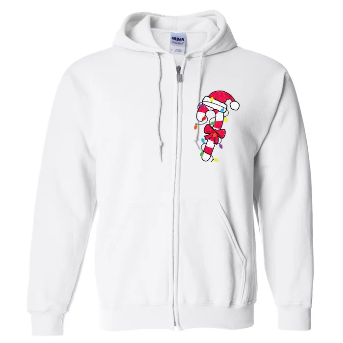 Christmas Candy Cane Santa Xmas Full Zip Hoodie