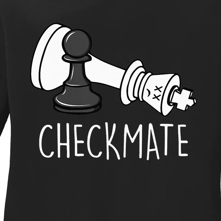 Chess Checkmate Chess Player King Pawn Ladies Long Sleeve Shirt