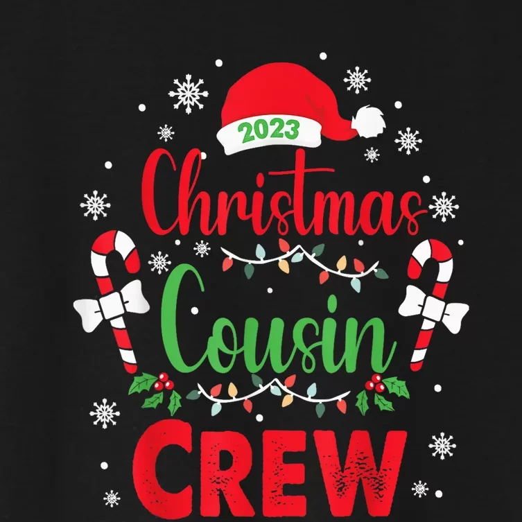 Christmas Cousin Crew Funny Red Plaid Matching Pajama Women's Crop Top Tee