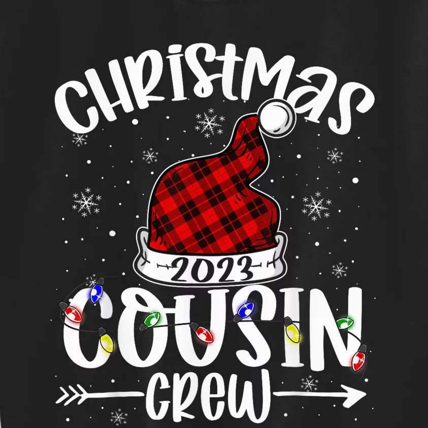 Christmas Cousin Crew Funny Red Plaid Matching Pajama Kids Sweatshirt