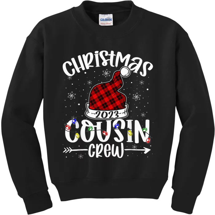 Christmas Cousin Crew Funny Red Plaid Matching Pajama Kids Sweatshirt