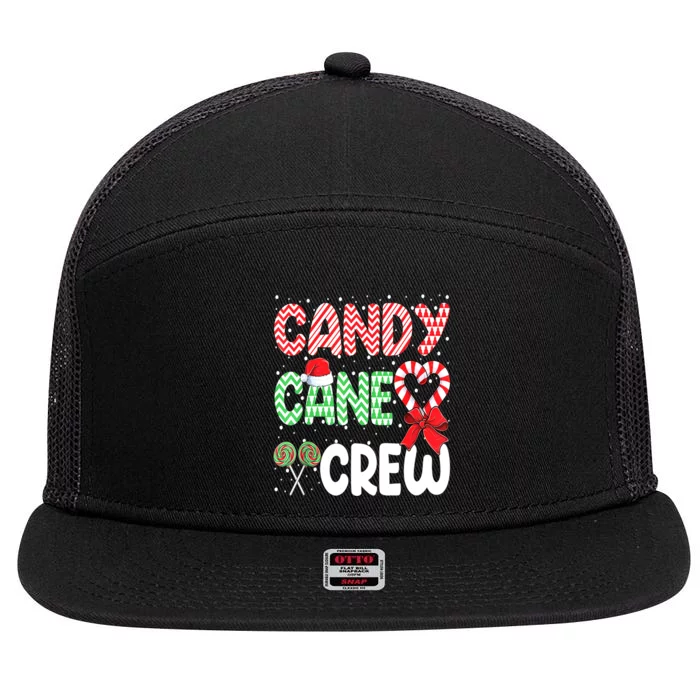 Candy Cane Crew Funny Christmas Sweet Candy Merry Xmas 7 Panel Mesh Trucker Snapback Hat