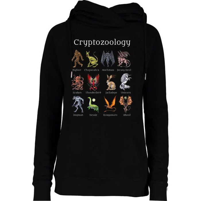 Cryptozoology Cryptid Creatures Fantasy Mythical Monsters Womens Funnel Neck Pullover Hood