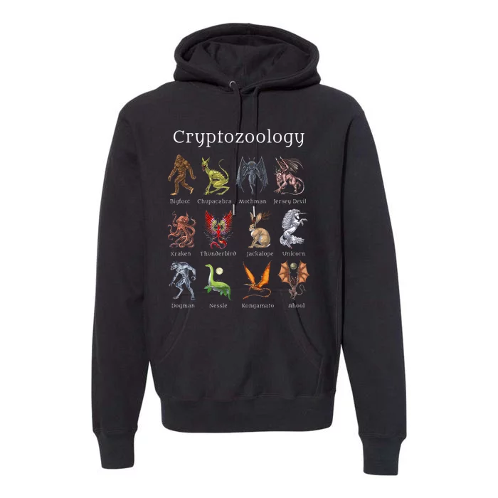 Cryptozoology Cryptid Creatures Fantasy Mythical Monsters Premium Hoodie