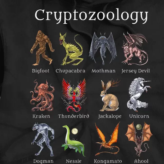 Cryptozoology Cryptid Creatures Fantasy Mythical Monsters Tie Dye Hoodie