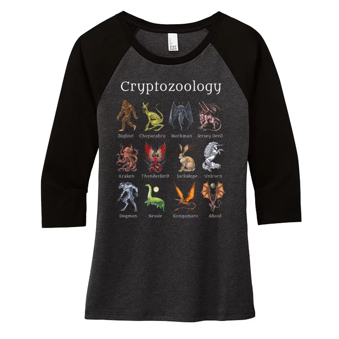 Cryptozoology Cryptid Creatures Fantasy Mythical Monsters Women's Tri-Blend 3/4-Sleeve Raglan Shirt