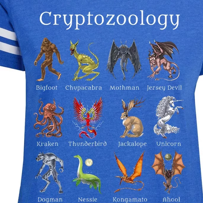 Cryptozoology Cryptid Creatures Fantasy Mythical Monsters Enza Ladies Jersey Football T-Shirt