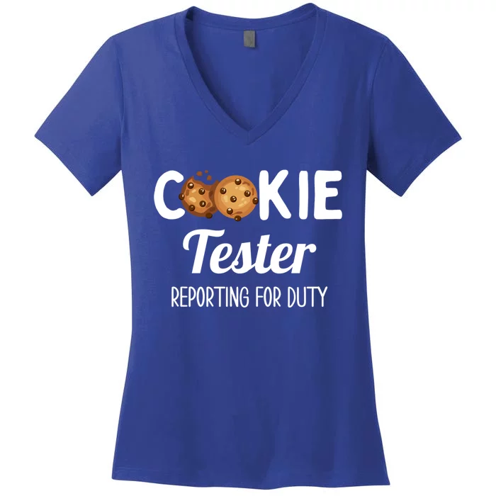 Christmas Chocolate Chip Cookie Tester Reporting For Duty Gift Women's V-Neck T-Shirt