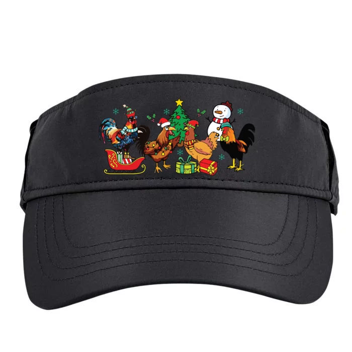 Cute Christmas Chickens Adult Drive Performance Visor