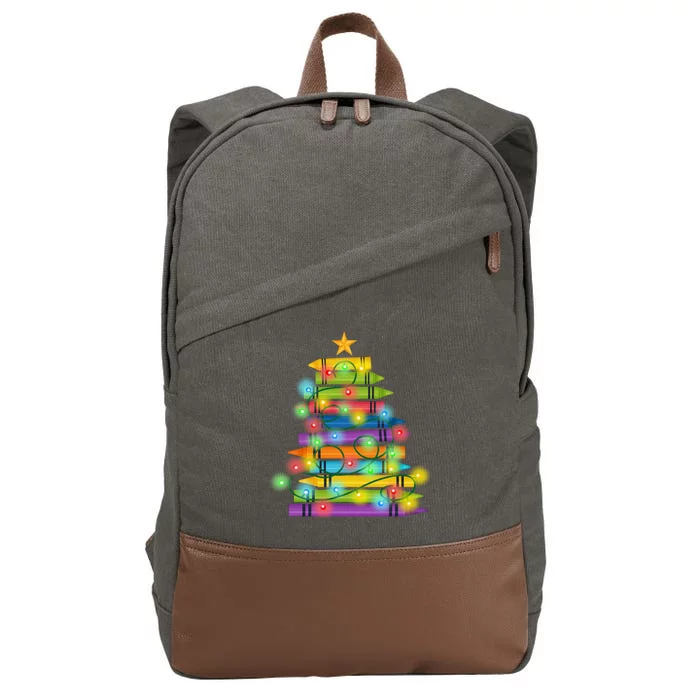 Christmas Colorful Crayons Holiday Cotton Canvas Backpack