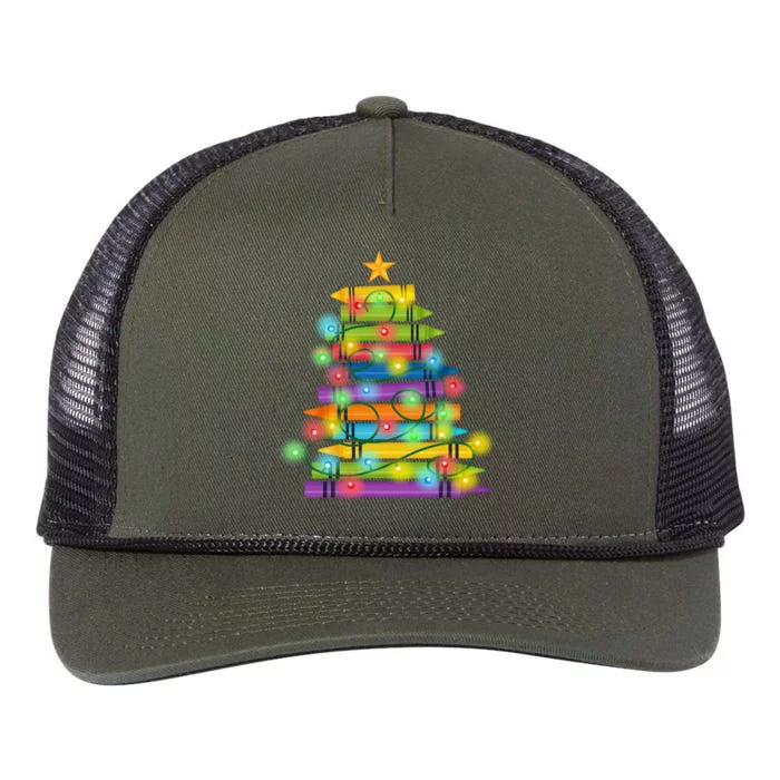 Christmas Colorful Crayons Holiday Retro Rope Trucker Hat Cap