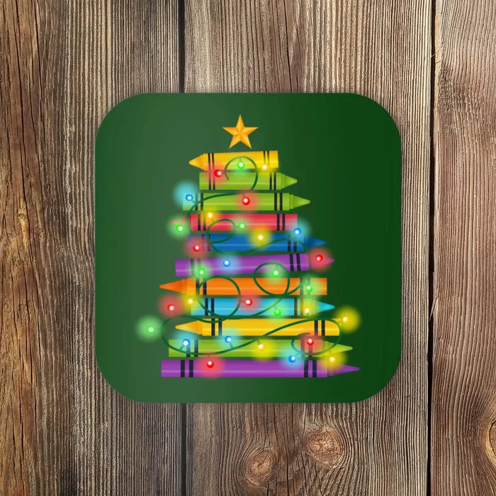 Christmas Colorful Crayons Holiday Coaster