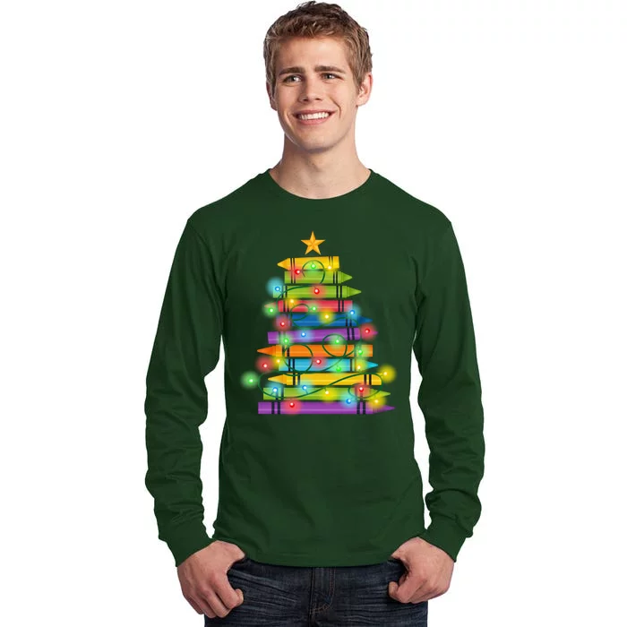 Christmas Colorful Crayons Holiday Tall Long Sleeve T-Shirt