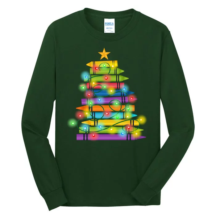 Christmas Colorful Crayons Holiday Tall Long Sleeve T-Shirt