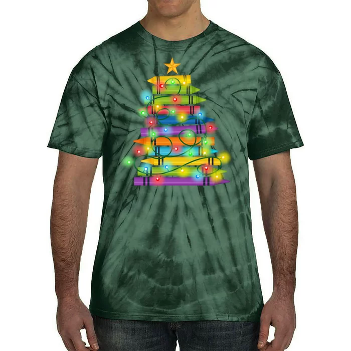 Christmas Colorful Crayons Holiday Tie-Dye T-Shirt