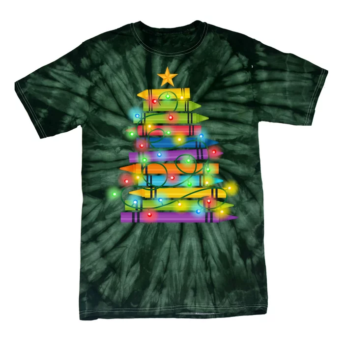 Christmas Colorful Crayons Holiday Tie-Dye T-Shirt