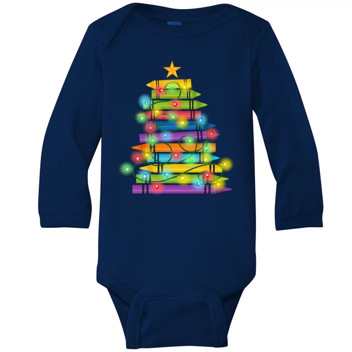 Christmas Colorful Crayons Holiday Baby Long Sleeve Bodysuit