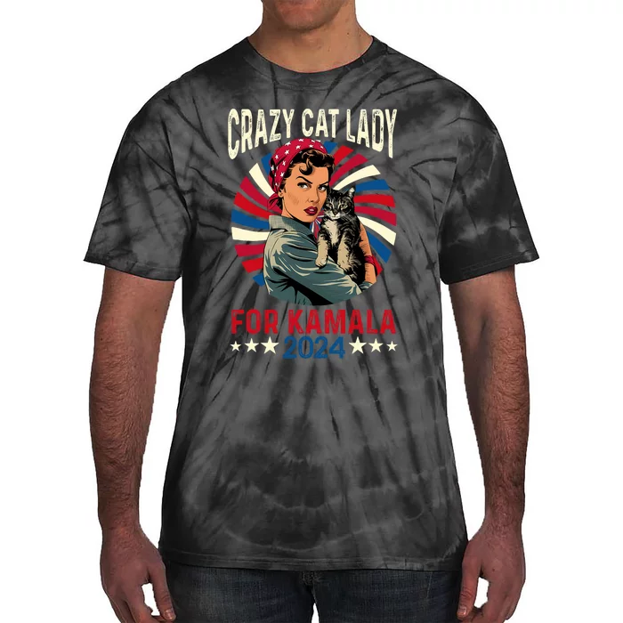 Childless Crazy Cat Lady For Kamala 2024 Election President Tie-Dye T-Shirt