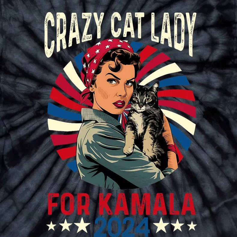 Childless Crazy Cat Lady For Kamala 2024 Election President Tie-Dye T-Shirt