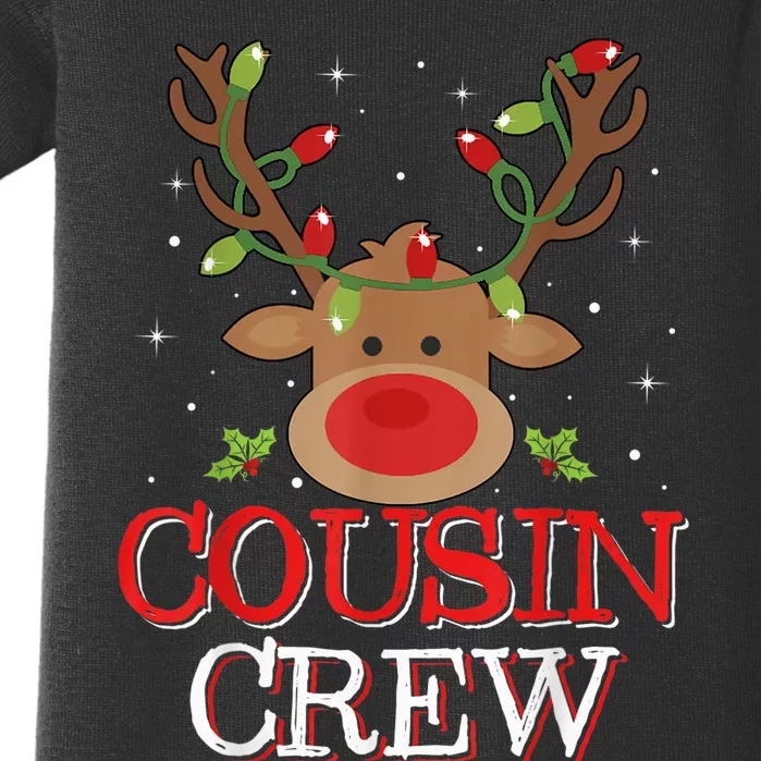 Christmas Cousin Crew Funny Reindeer Matching Pajama Baby Bodysuit