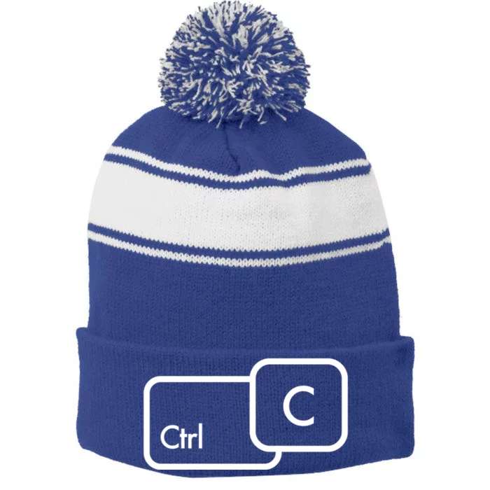 Ctrl C Copy Paste Family Matching Great Gift Stripe Pom Pom Beanie