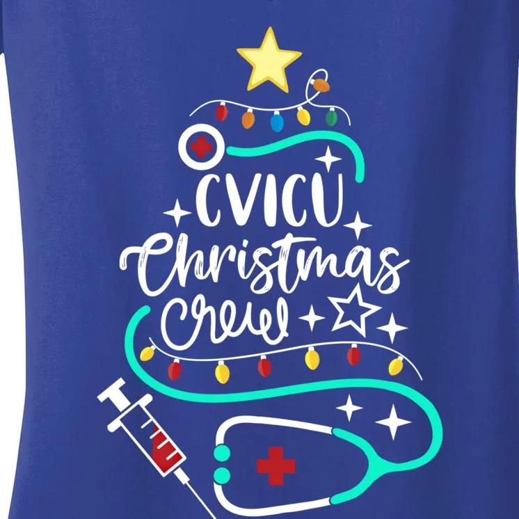 Cvicu Christmas Crew Cardiovascular Nurse Icu Tech Secretary Gift Women's V-Neck T-Shirt