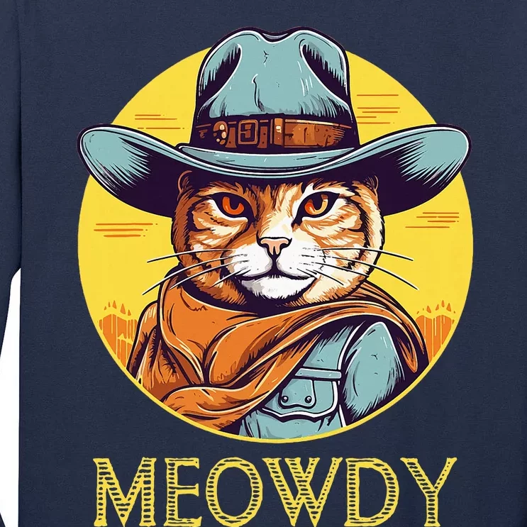 Cat Cowboy Cowgirl Halloween Meow Howdy Meowdy Tall Long Sleeve T-Shirt