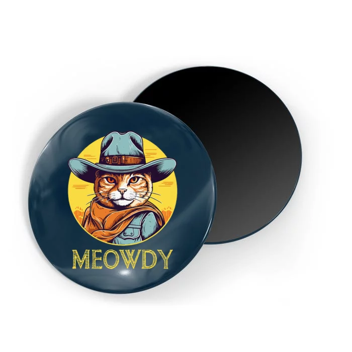 Cat Cowboy Cowgirl Halloween Meow Howdy Meowdy Magnet