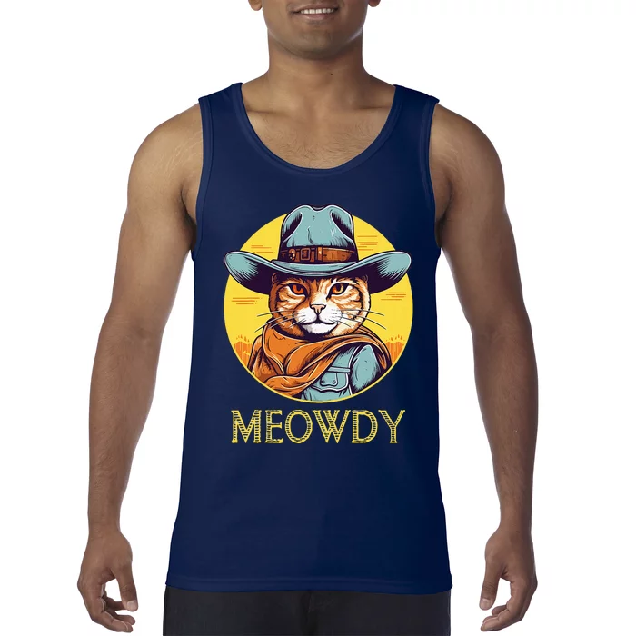 Cat Cowboy Cowgirl Halloween Meow Howdy Meowdy Tank Top